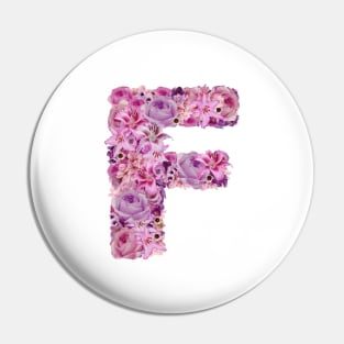 Pink Floral Letter F Pin