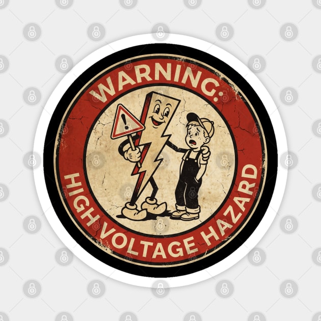 1950s Style Electricity Danger Sign - Funny Retro Safety Art Magnet by dtr_art