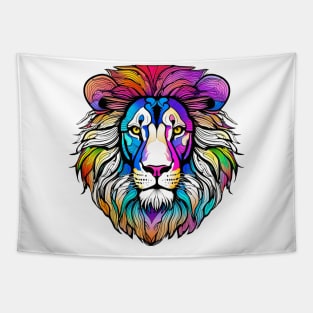 Psychedelic Art Lion Face Tapestry