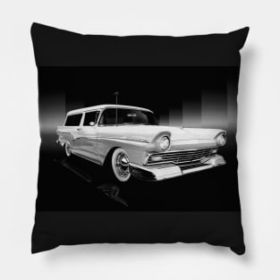 1957 Ford Del Rio Ranch Wagon B/W Pillow