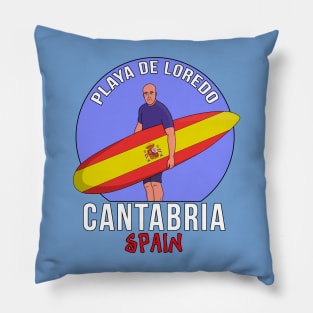 Loredo Beach Cantabria Spain Pillow