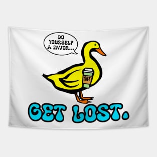 GET LOST. DUCK LOGO BLUE Tapestry