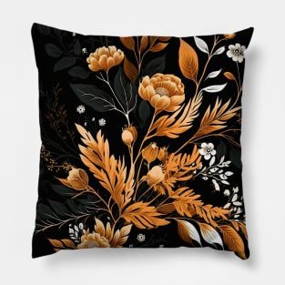 Orange and white floral print Pillow