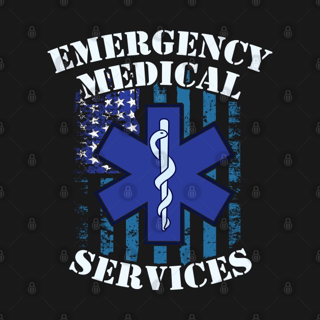 Emergency Medical Services Gift Print American Flag EMS Zip Print by Linco