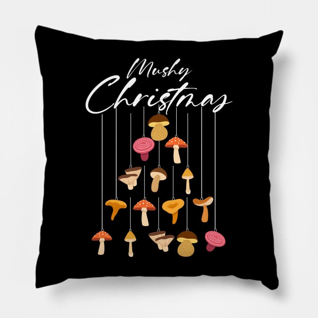 Mushy Christmas Men Women Kids Funny Ugly Christmas Mushroom Pillow by KsuAnn