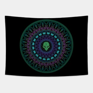 Aliens Exist Green Alien Head Tapestry