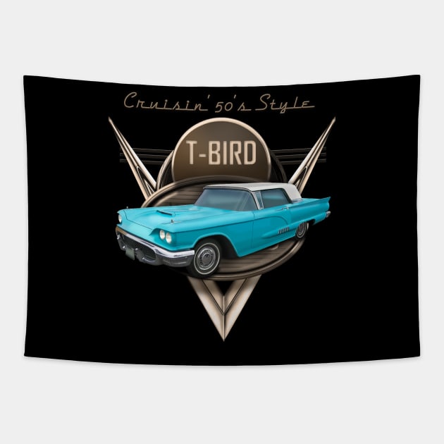 Thunderbird TBird Ford Car Tapestry by hardtbonez