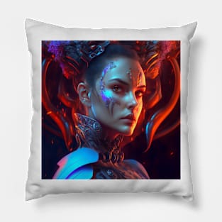 Cyborg Cyberpunk Woman Pillow