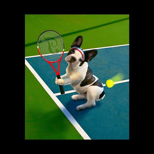 French Bulldog Dog Playing Tennis by Random Galaxy