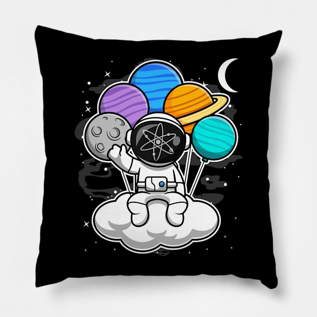 Astronaut Floating Cosmos ATOM Coin To The Moon Crypto Token Cryptocurrency Blockchain Wallet Birthday Gift For Men Women Kids Pillow by Thingking About