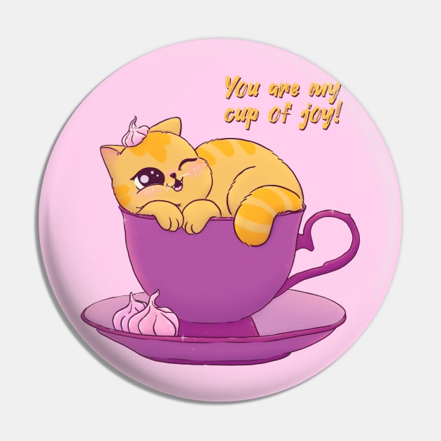 Cup Of Joy Cat Pin by LenasScribbles