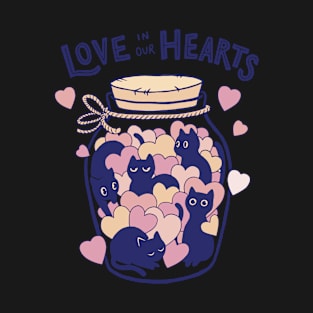 Bottle Valentines day heart Cat T-Shirt