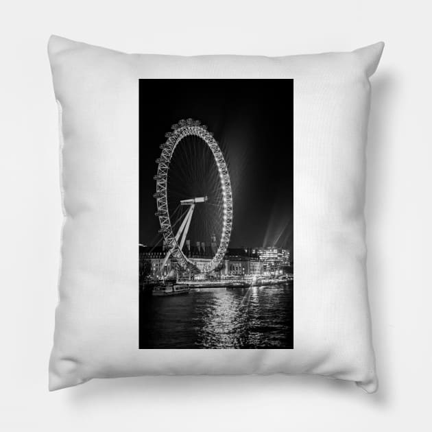 London Eye at Night Pillow by JuliaGeens