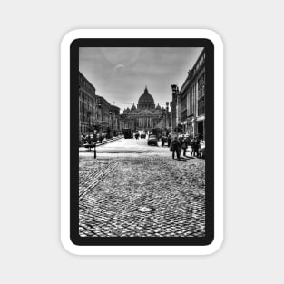 Sistine Chapel, Rome, Black And White Magnet