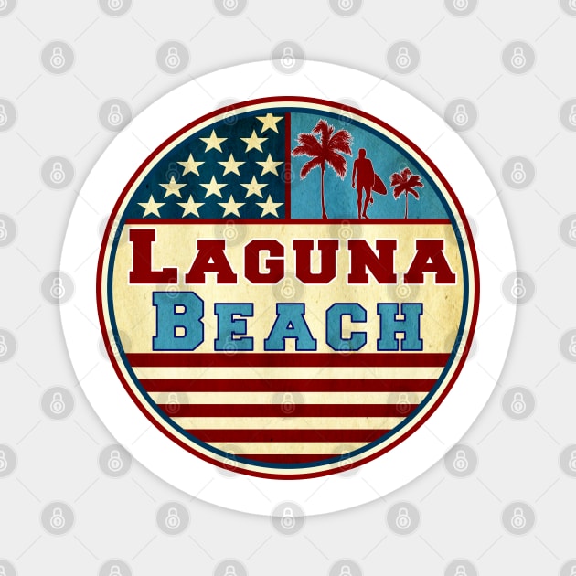 Surfing Laguna Beach California Ocean Surf Palms Surfer Magnet by TravelTime