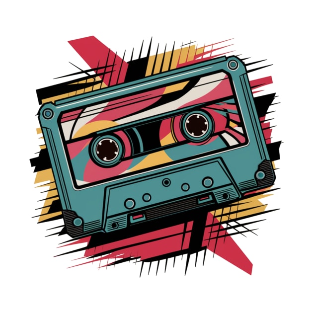 vibrant 80's cassette tape by sP_designs