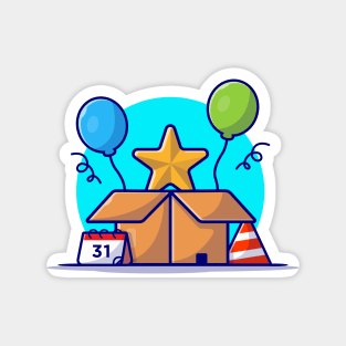 Star In A Box With Balloons Cartoon Vector Icon Illustration Magnet