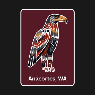 Anacortes Washington Native American Indian American Red Background Eagle Hawk Haida T-Shirt