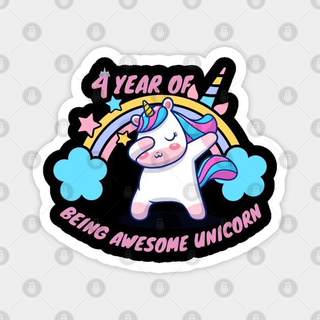 4 year of being Awesome unicorn Magnet by Artist usha