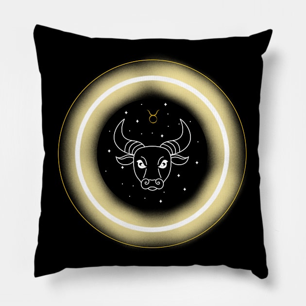 Neon Light Effect Taurus Pillow by MysticZodiac