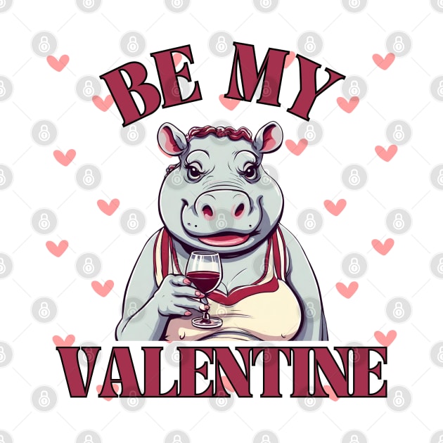 Be My Valentine Cute Hippo Lady by stressless