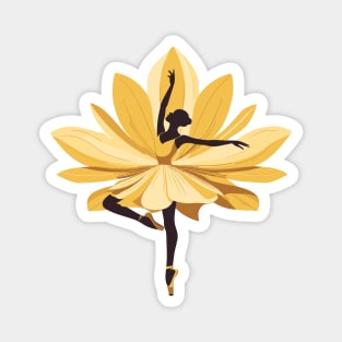 Ballet dancer in a beautiful yellow dress and a lotus pose. Vector illustration of a ballerina, ballet performer Magnet