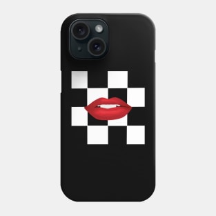 Red Lips on White Checkerboard Phone Case