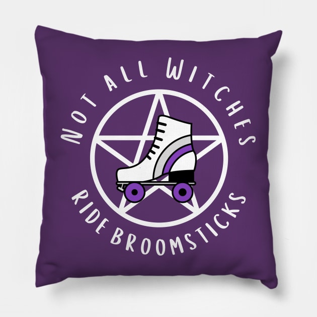 Not all Witches Ride Broomsticks Purple Stripe Roller Skate Cheeky Witch® Pillow by Cheeky Witch