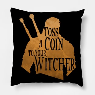 Witcher silhouette: Toss a Coin - variant Pillow