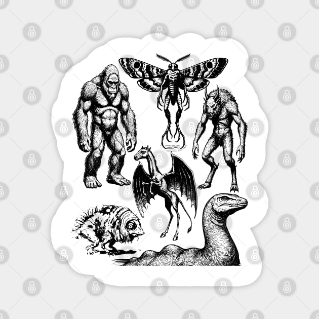 Vintage Tattoo Retro Image Famous Cryptids Magnet by Luxinda