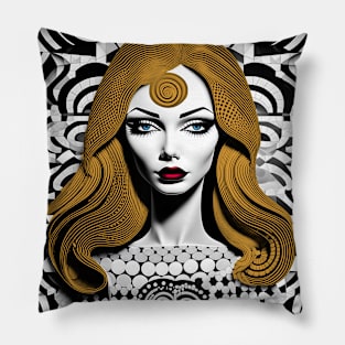 [AI Art] “Hello, beautiful”, Optical Art Style Pillow