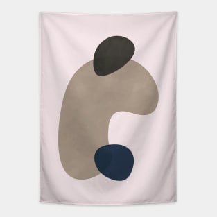 Neutral Abstract Shapes, Minimal Mid Century Art Tapestry