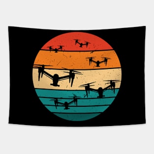 Drone Pilot Drones in a vintage retro sunset Tapestry