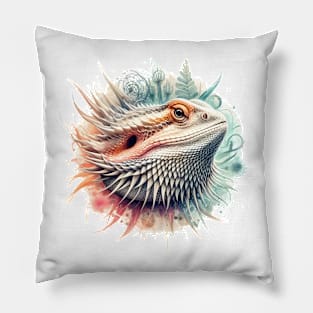 Bearded Dragon watercolor Pillow