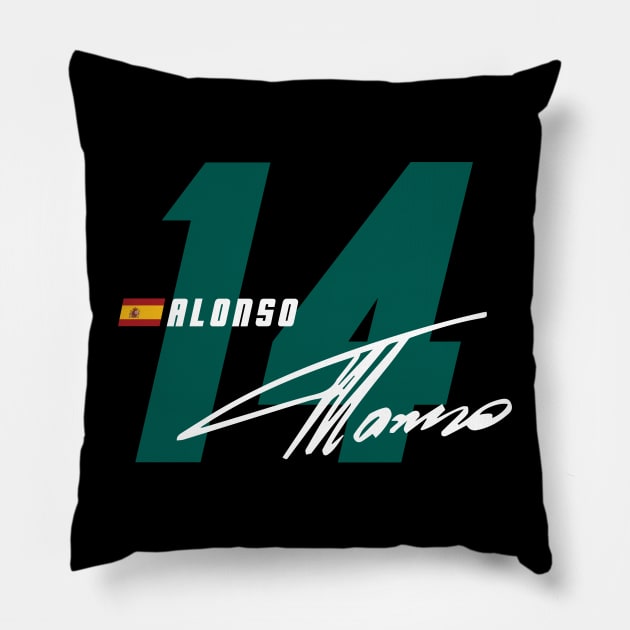 Fernando Alonso 14 Signature Number Pillow by petrolhead