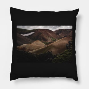 Hikers in Landmannalaugar Rainbow Mountains Highlands of Iceland Pillow
