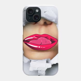 Sexy Red Lips Ripped Phone Case