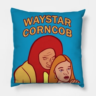 Waystar Corncob Tom and Shiv Hotdog Logo Pillow