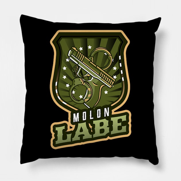 The Gun And Handcuffs Pillow by Mega Tee Store