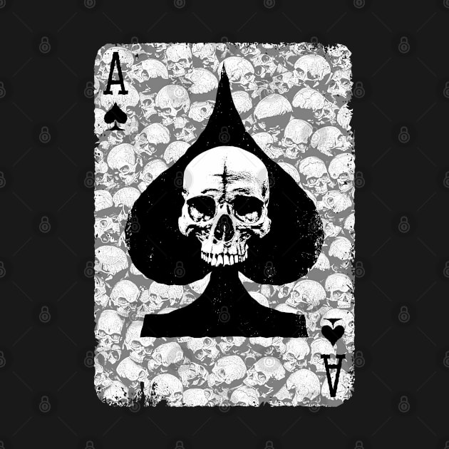 Vintage Ace Of Spades Gambler Goth Dead Skull Playing Card by Grandeduc