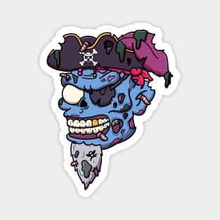 Zombie Pirate Captain Face Magnet