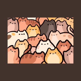 Cute Clowder of Brown Cats and Kitten stacked T-Shirt