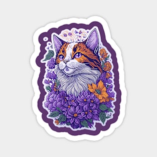 FLOWERS CAT Magnet