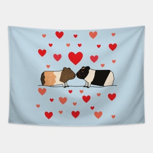 Two Kissing Guinea Pigs with Hearts Tapestry