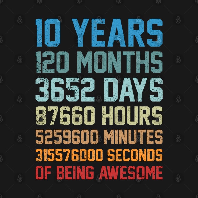 10 Years 120 Months Of Being Awesome 10th Birthday Gifts by rebuffquagga