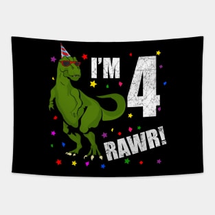 Bday Kids 4 Years Old Dinosaur Birthday Tapestry