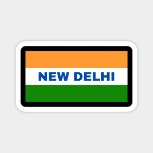 New Delhi City in Indian Flag Colors Magnet