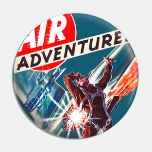 Air Adventures Comic Plane Skydiver Sky Explosion Retro Vintage Pin