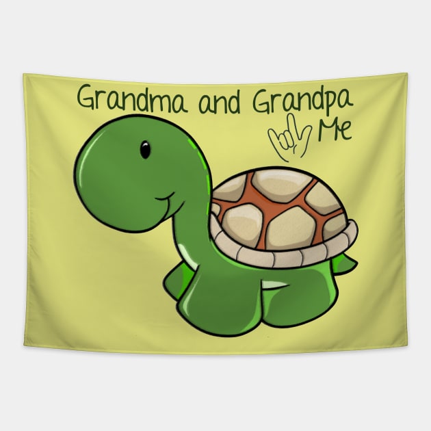 Grandma & Grandpa Love me with ILY Tapestry by MonarchGraphics