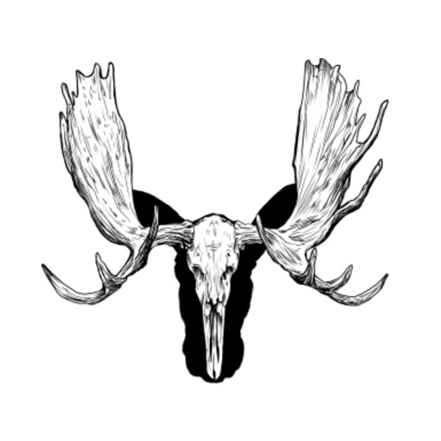 Moose Skull Shadow Outline Outdoor Hunting Rustic Design - Moose